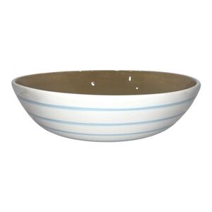Coton Colors by Laura Johnson Stripe 13 Inch Bowl Blue White Tan Coastal Beach